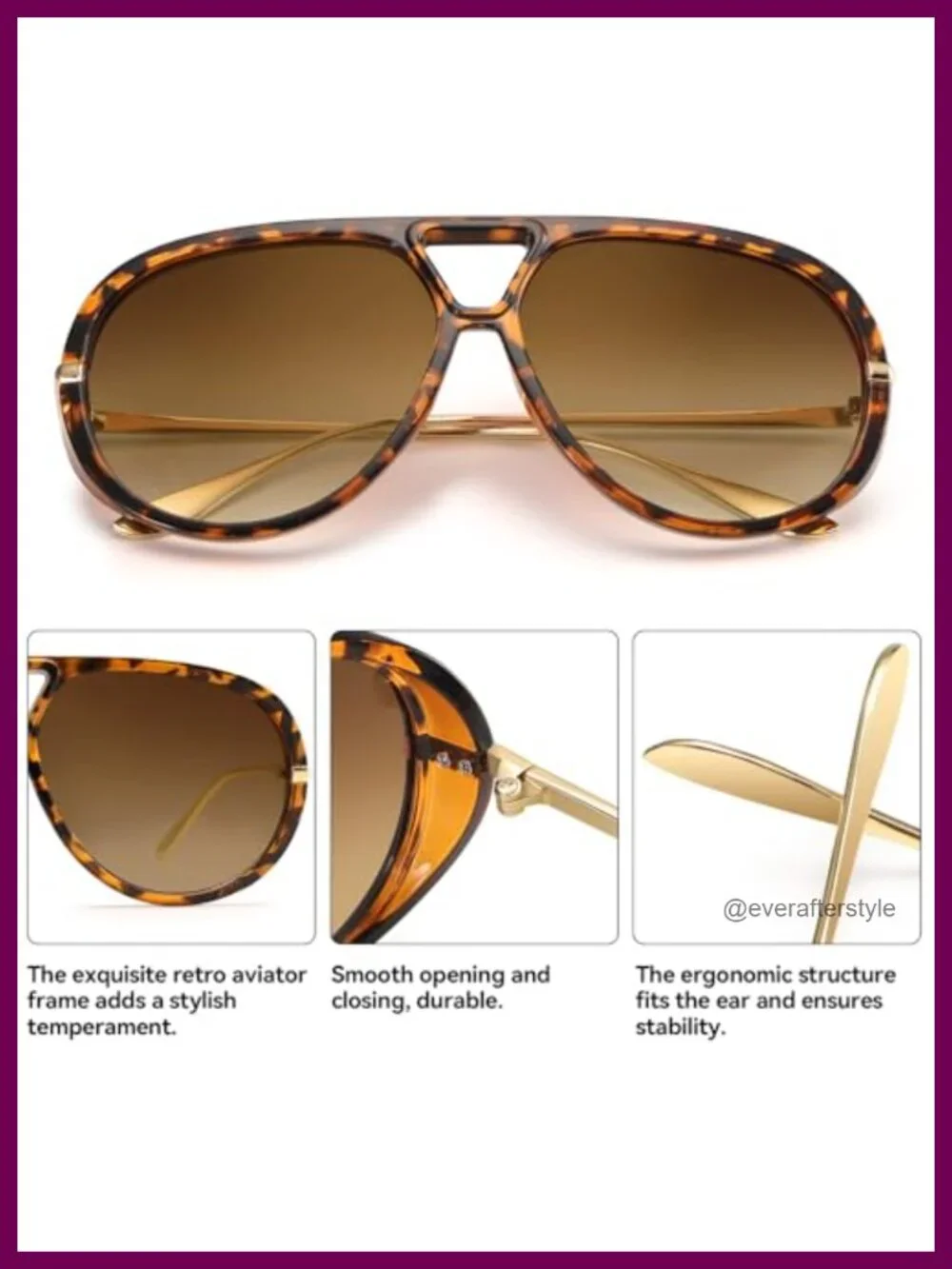 Retro Oversized Aviator Sunglasses for Women UV400